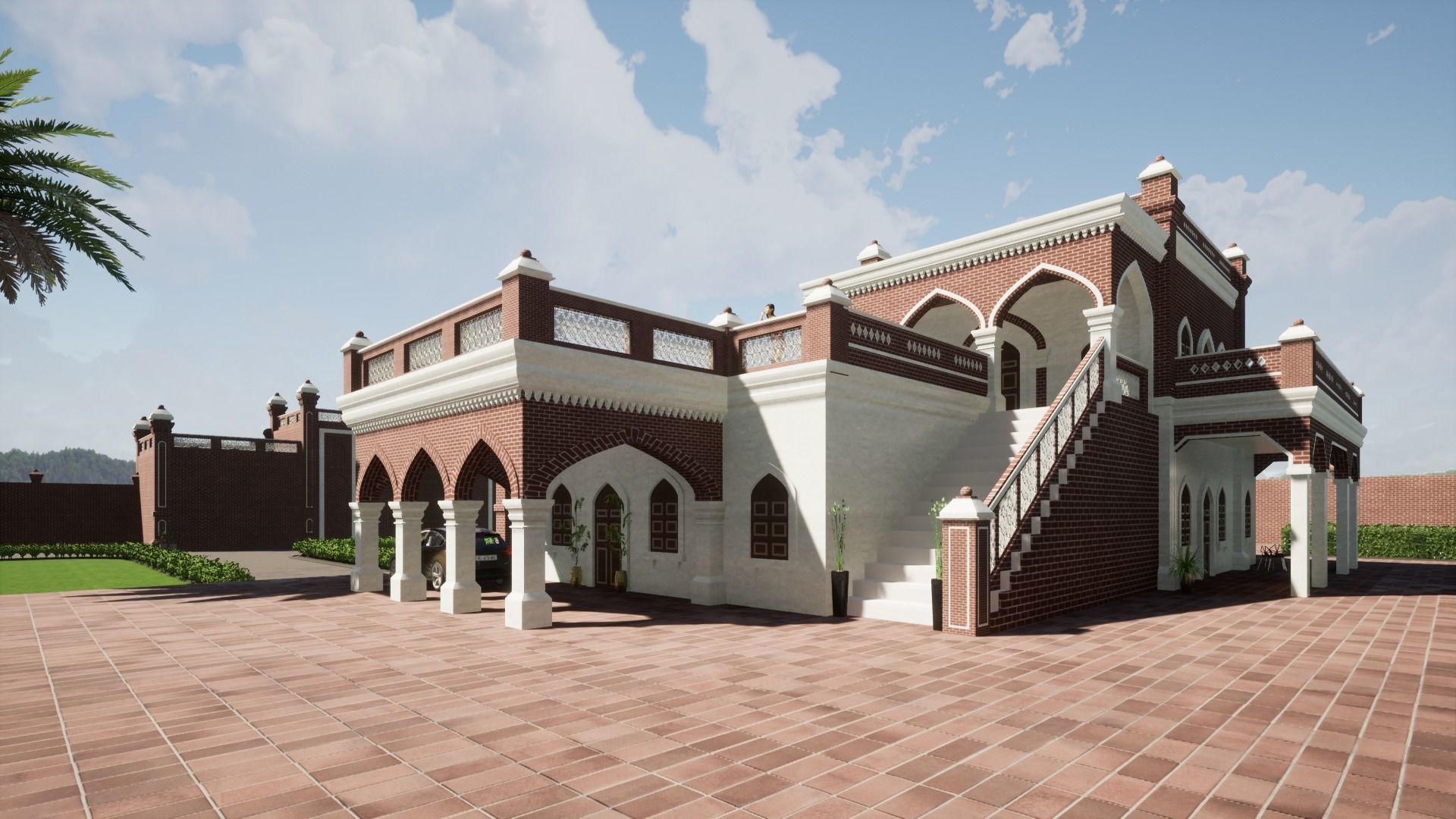Indian architecture punjabi Haweli Low-poly 3D model_4