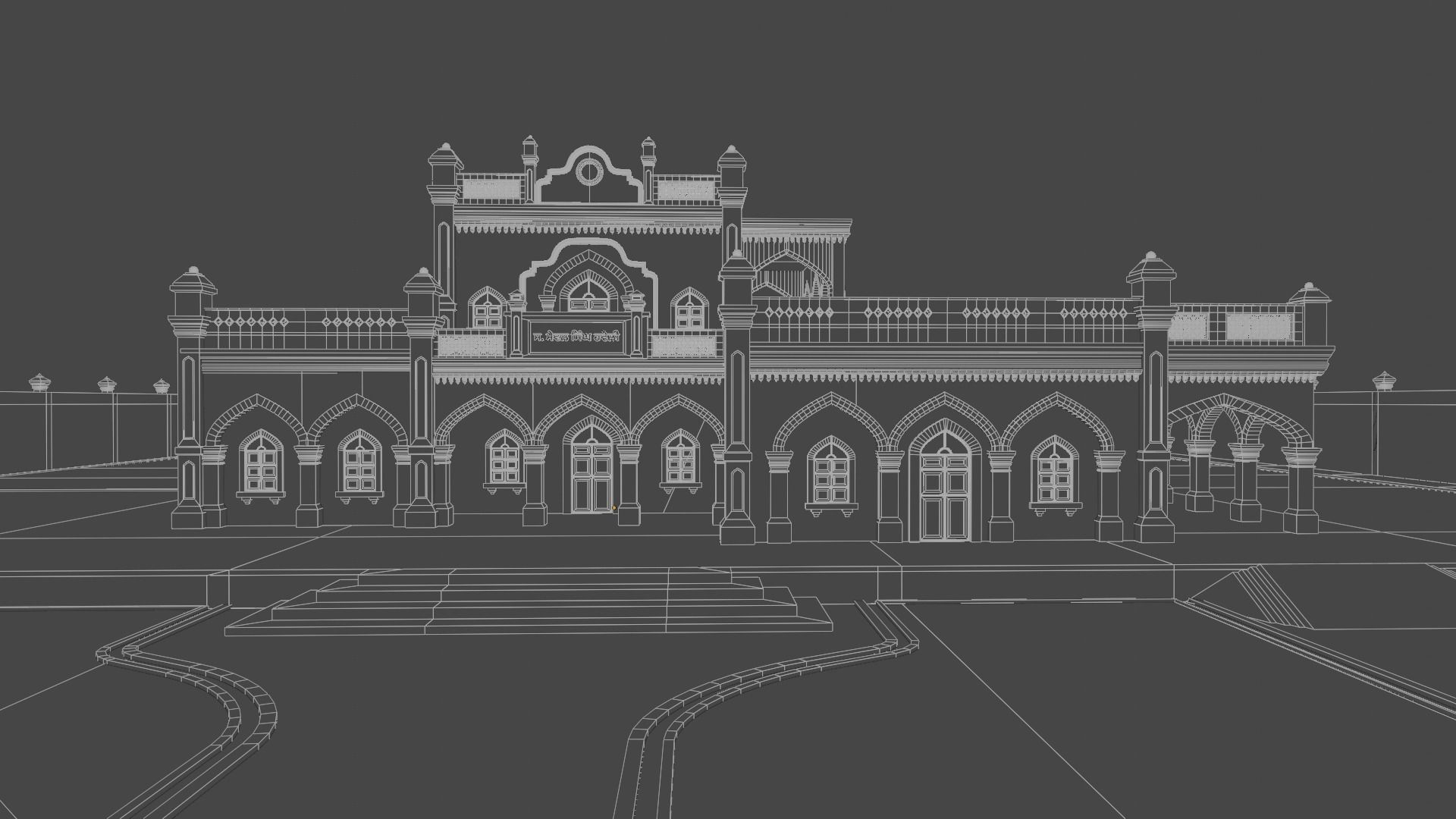 Indian architecture punjabi Haweli Low-poly 3D model_10