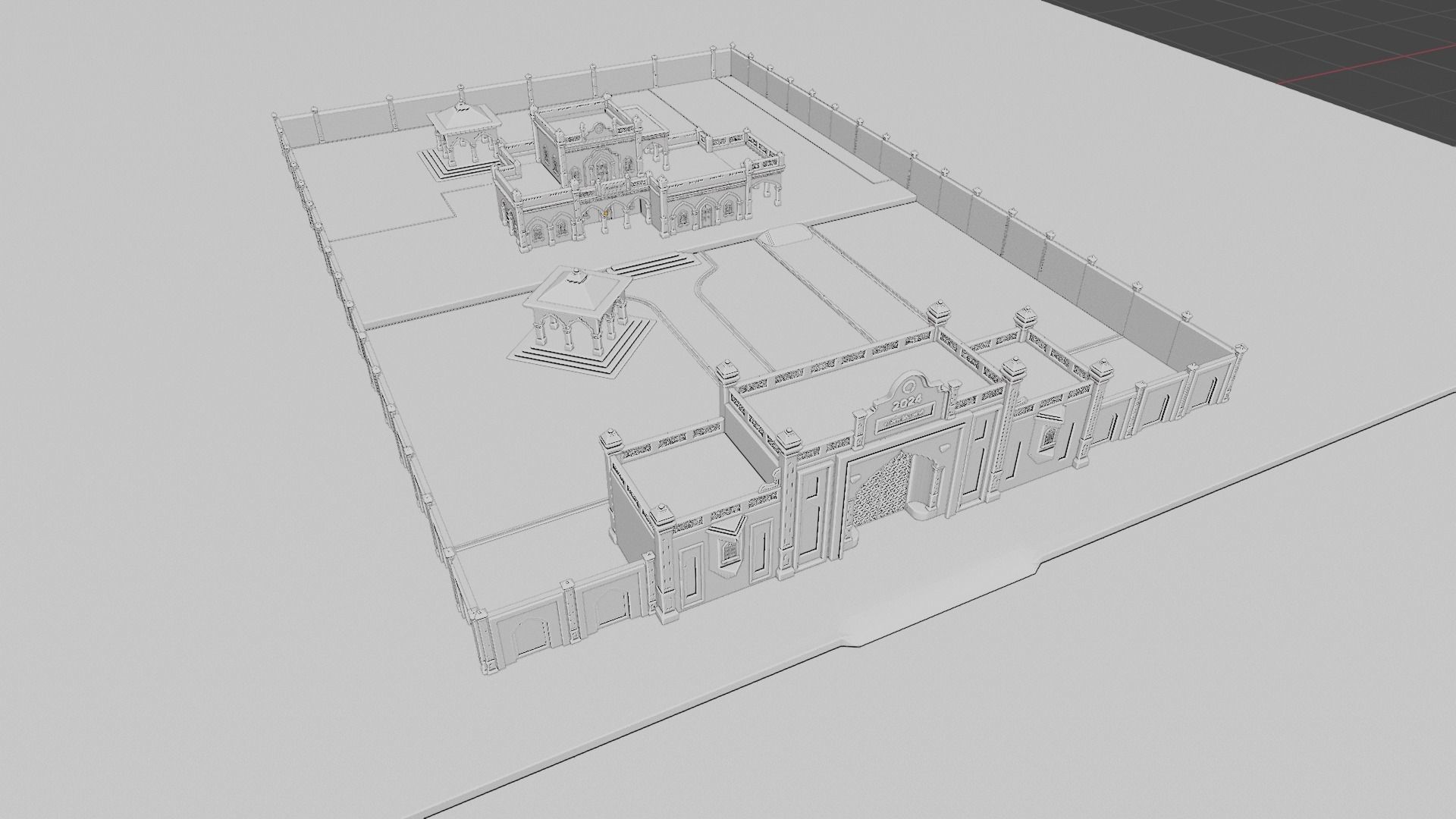 Indian architecture punjabi Haweli Low-poly 3D model_7