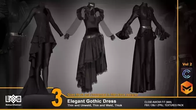 3 Elegant Gothic Dress - VOL2