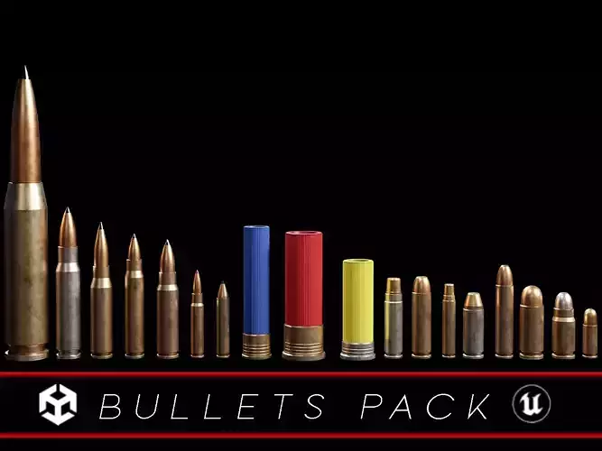 Bullets Pack Low-poly 3D model