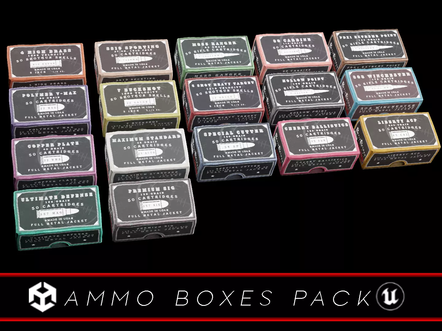 Ammo Boxes Pack Low-poly 3D model_0
