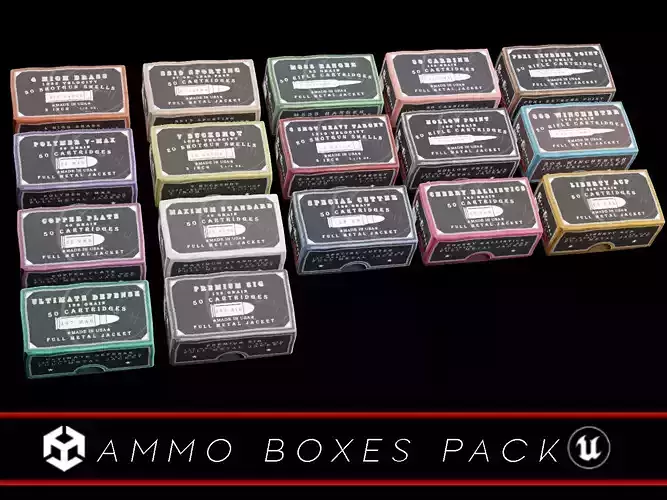 Ammo Boxes Pack Low-poly 3D model