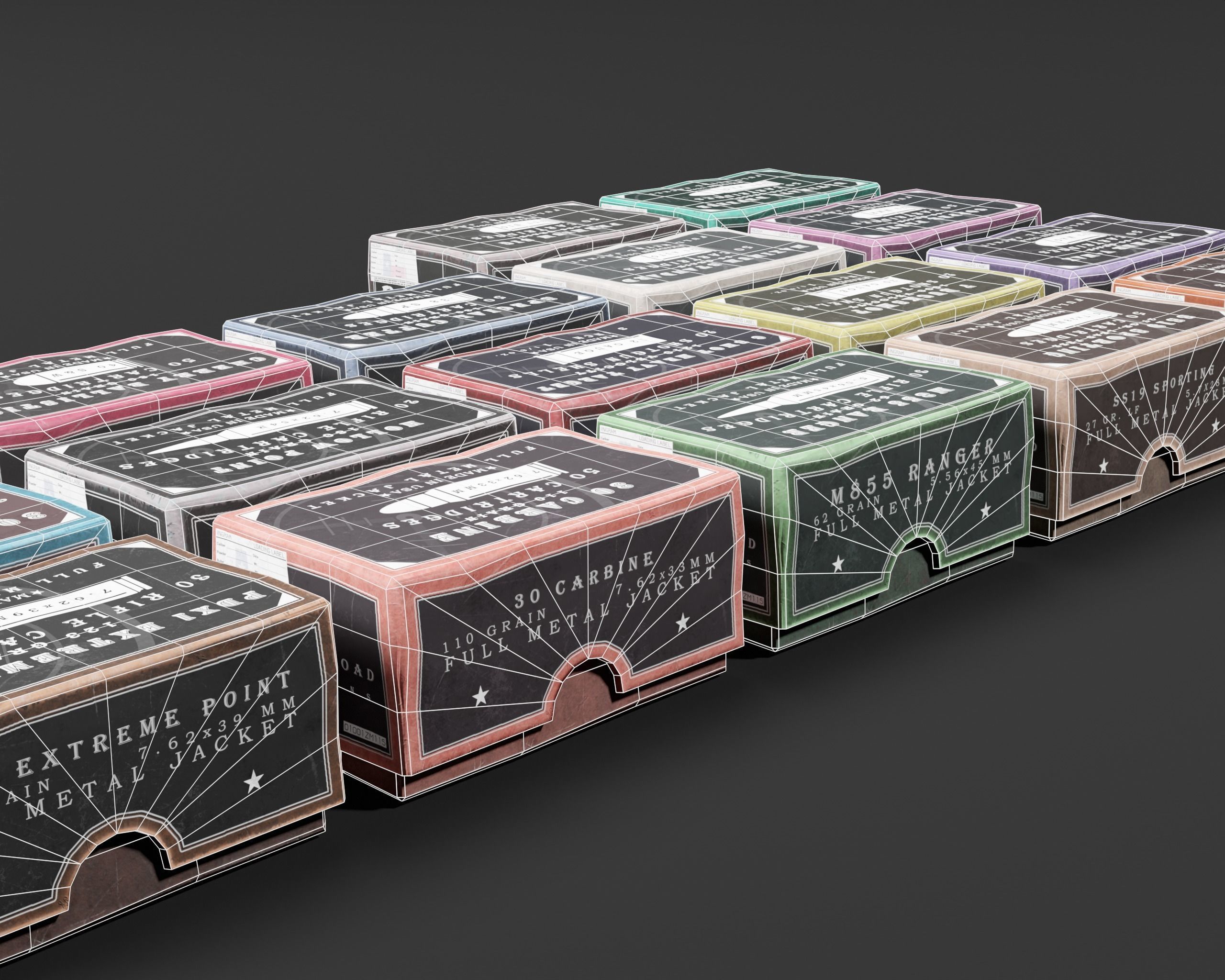 Ammo Boxes Pack Low-poly 3D model_15