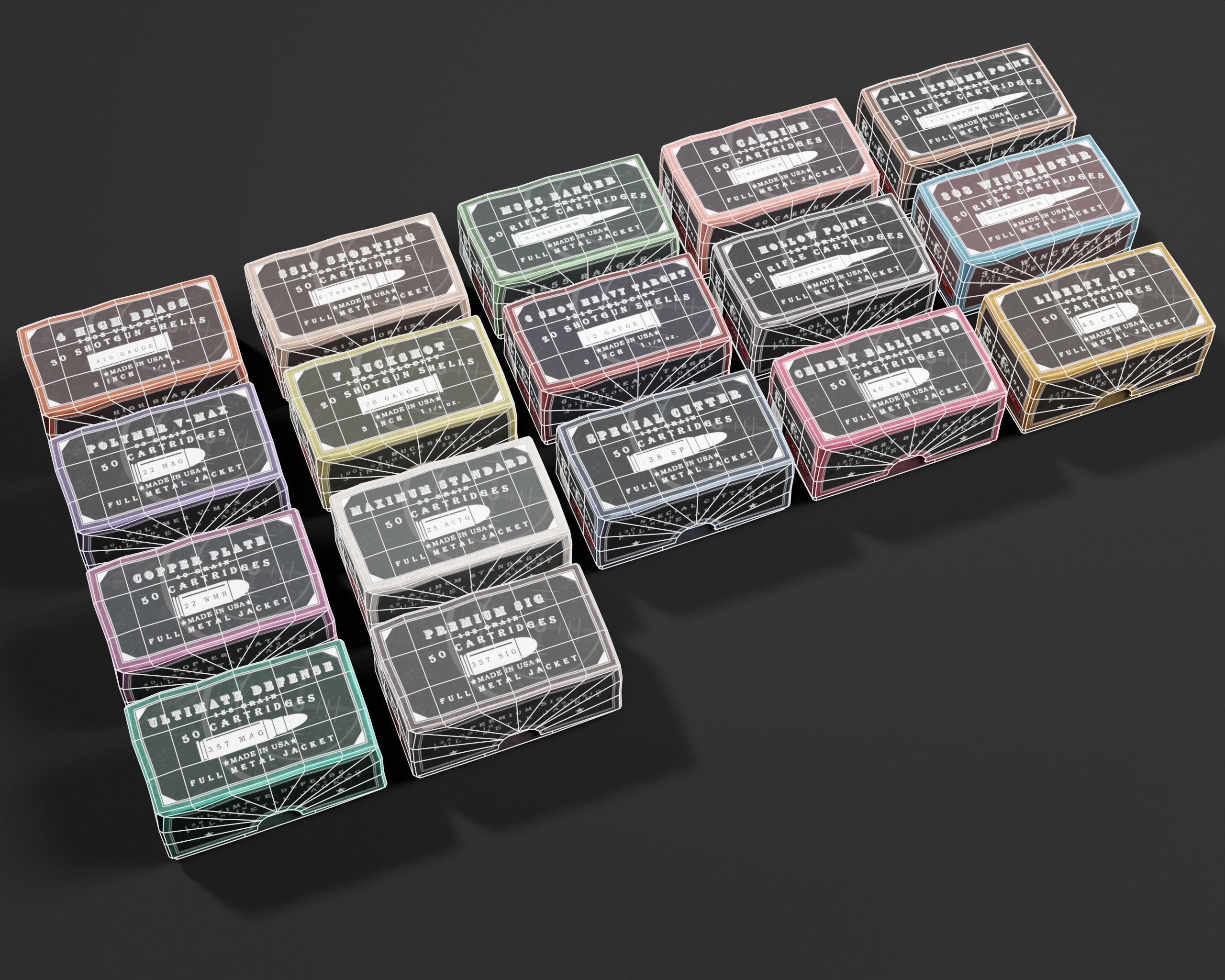 Ammo Boxes Pack Low-poly 3D model_3