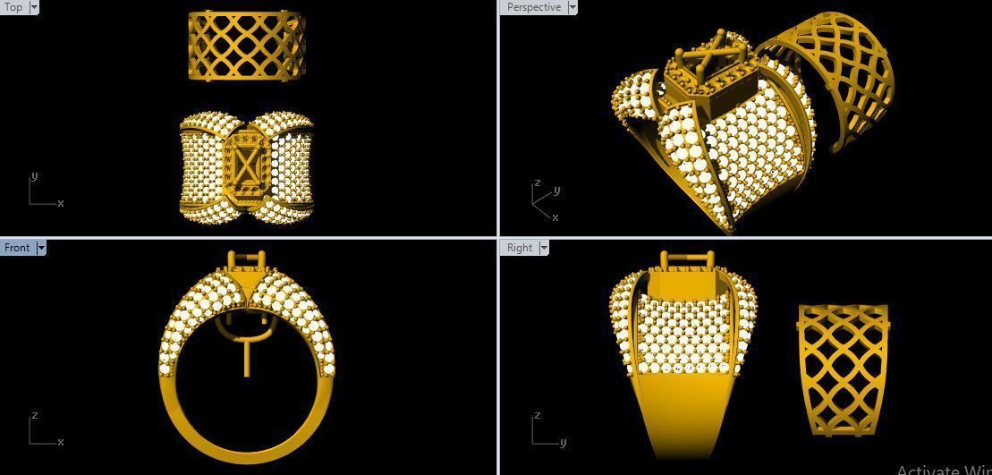 cocktail ring 3dm and stl file 3D print model_1