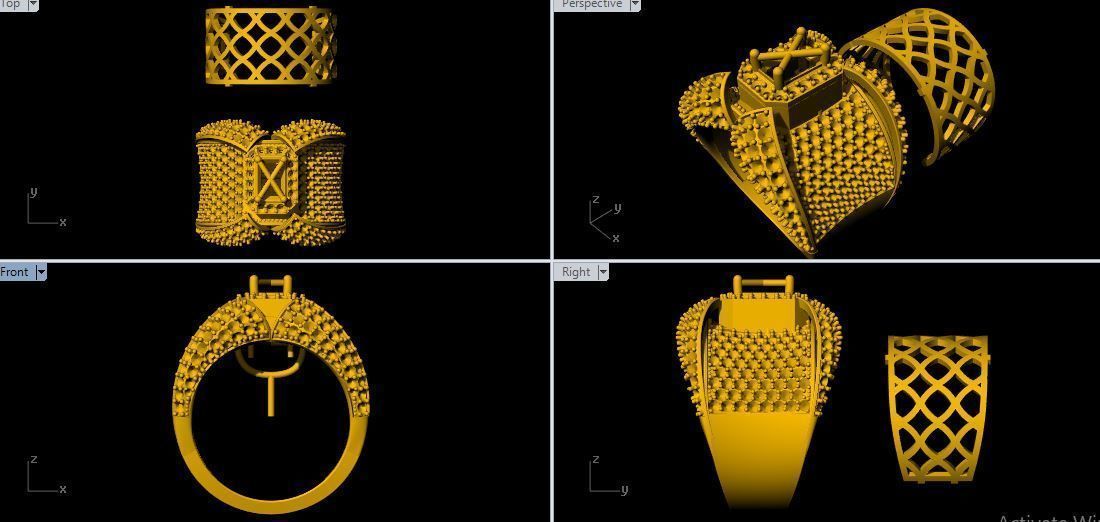 cocktail ring 3dm and stl file 3D print model_2