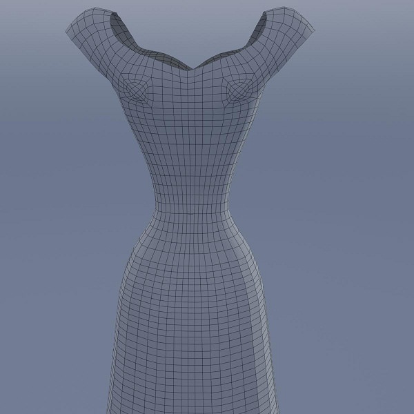 Silky blue wedding dressed bride 3D model_17