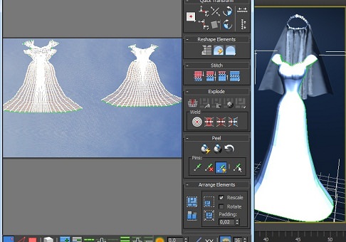 Silky blue wedding dressed bride 3D model_2