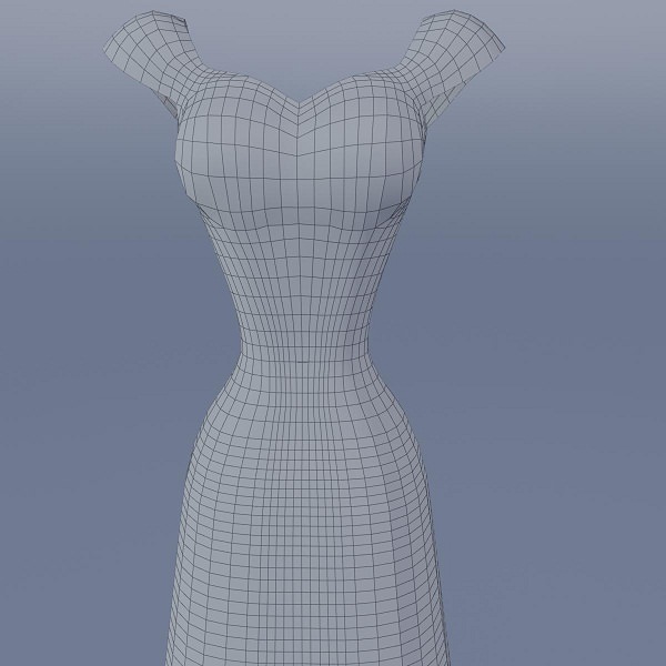 Silky blue wedding dressed bride 3D model_16