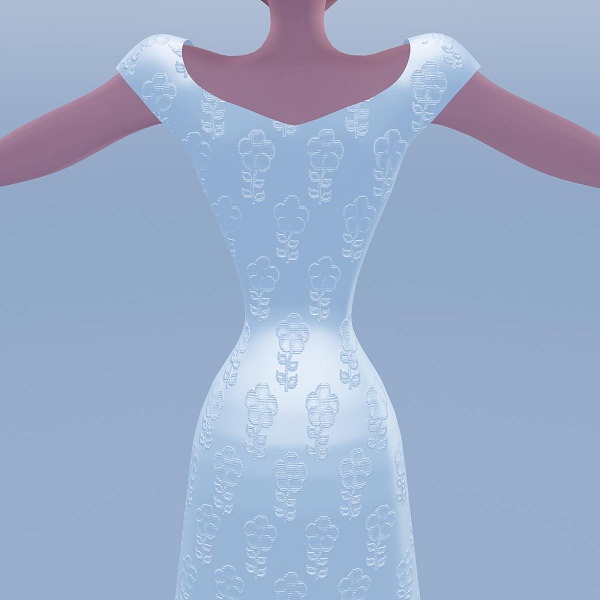 Silky blue wedding dressed bride 3D model_6