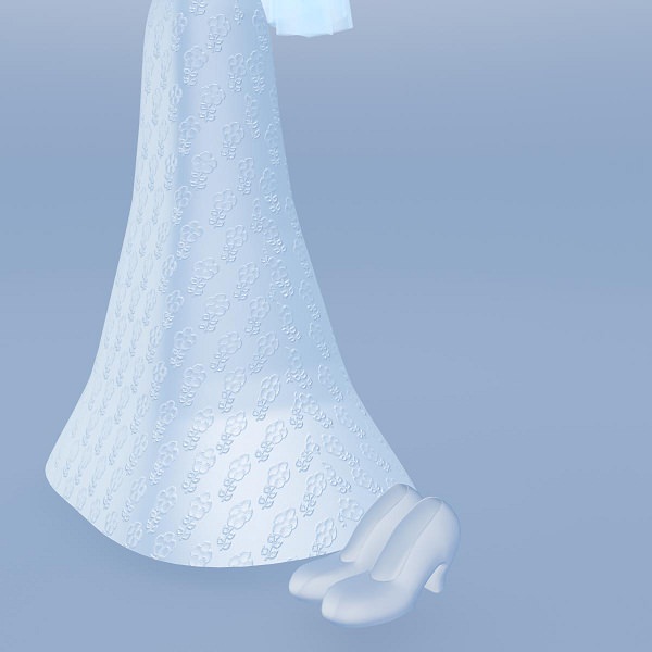 Silky blue wedding dressed bride 3D model_1