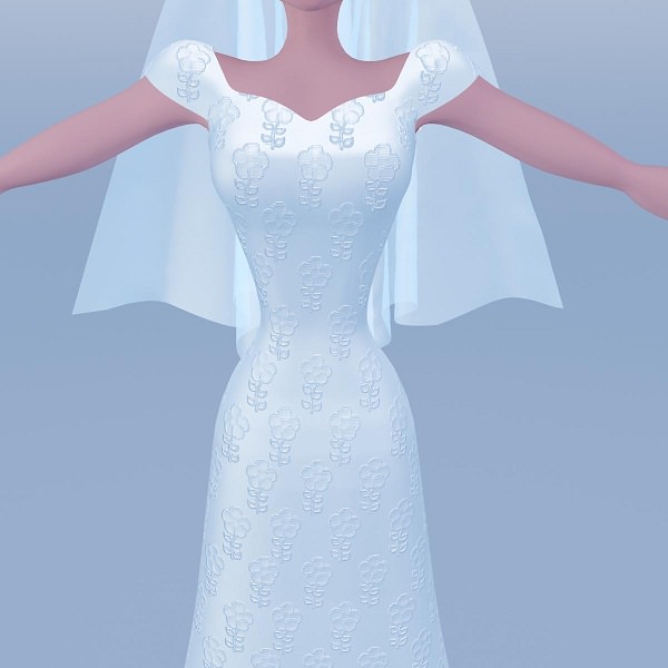 Silky blue wedding dressed bride 3D model_5