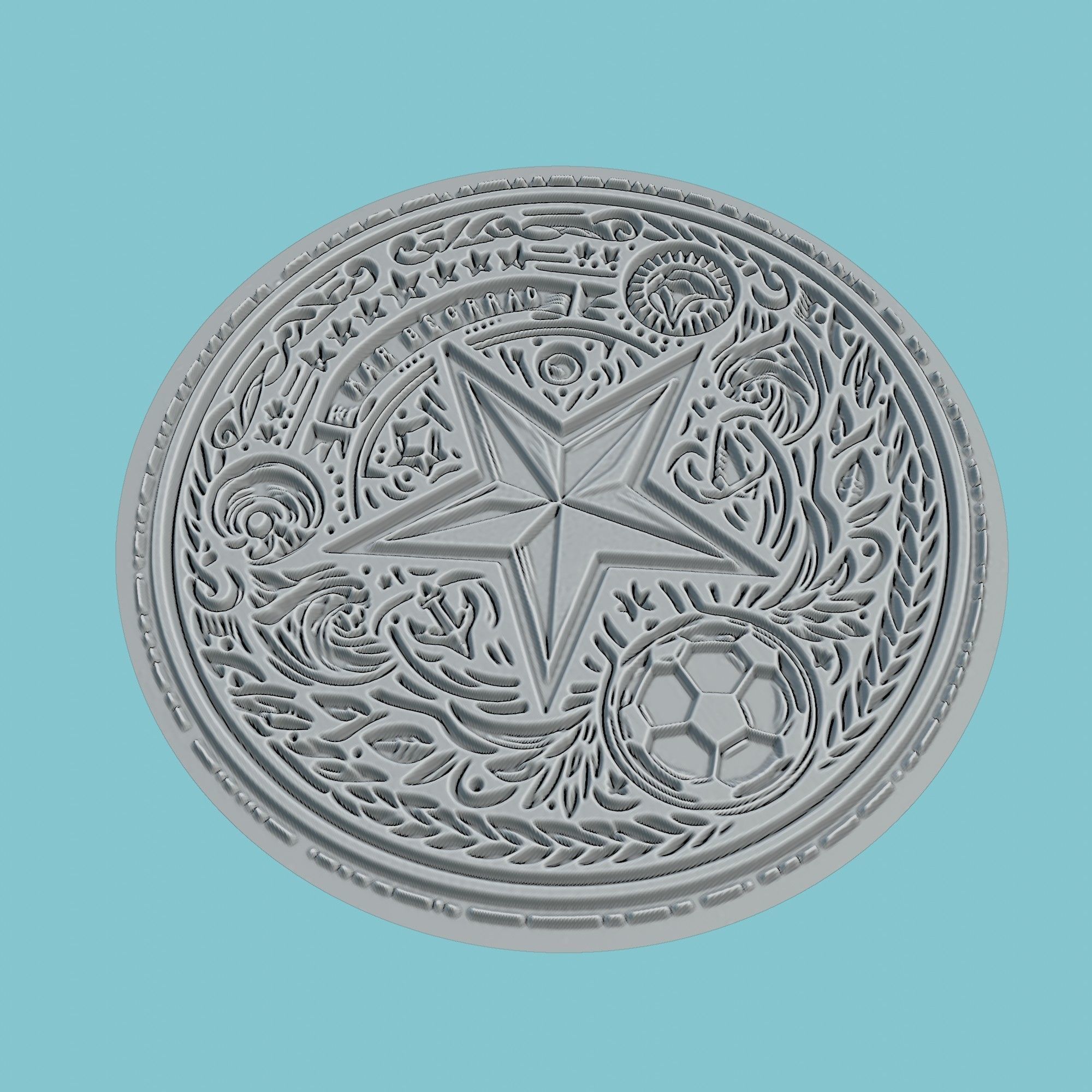 Red Star Belgrade Medallion Football 3D print model_3