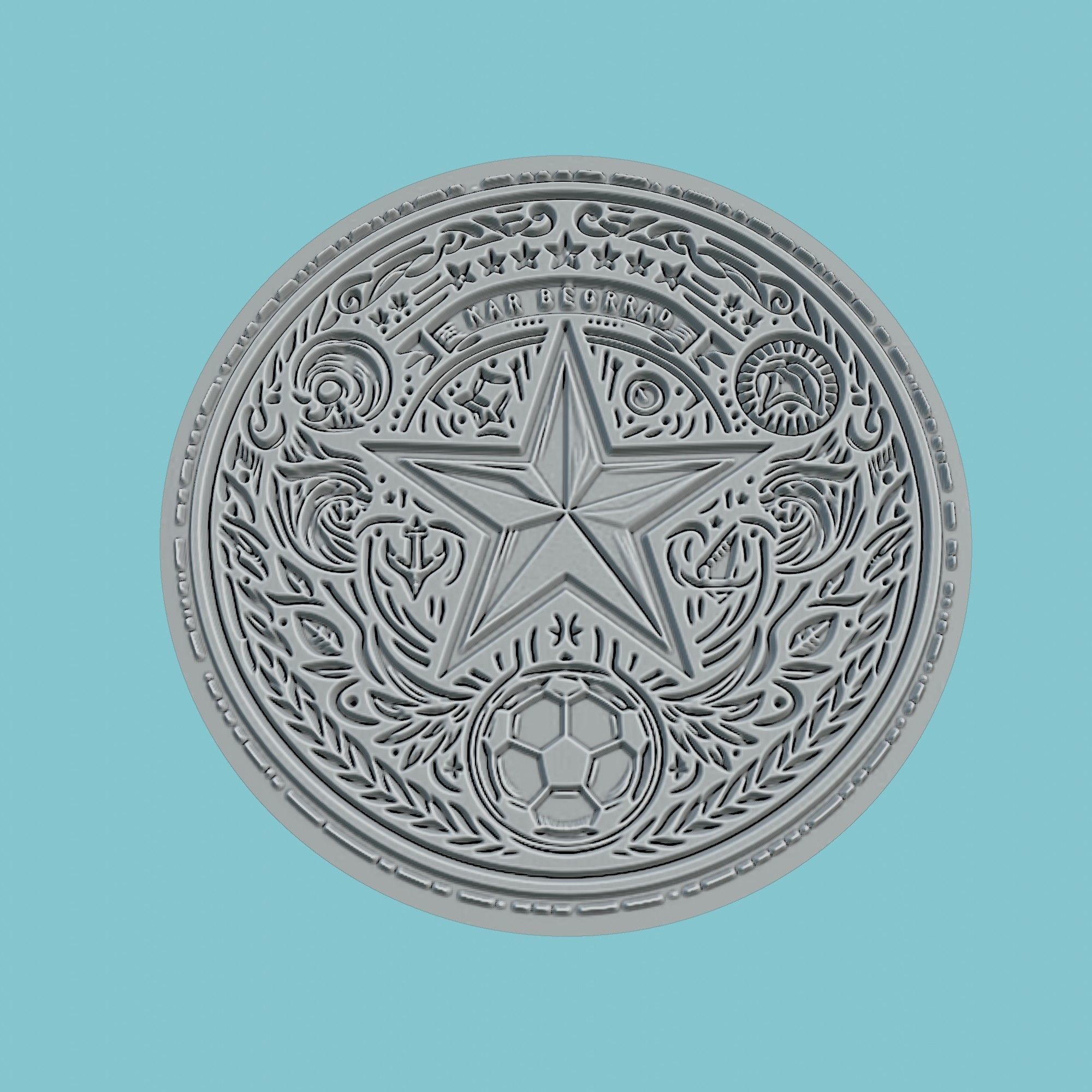Red Star Belgrade Medallion Football 3D print model_2