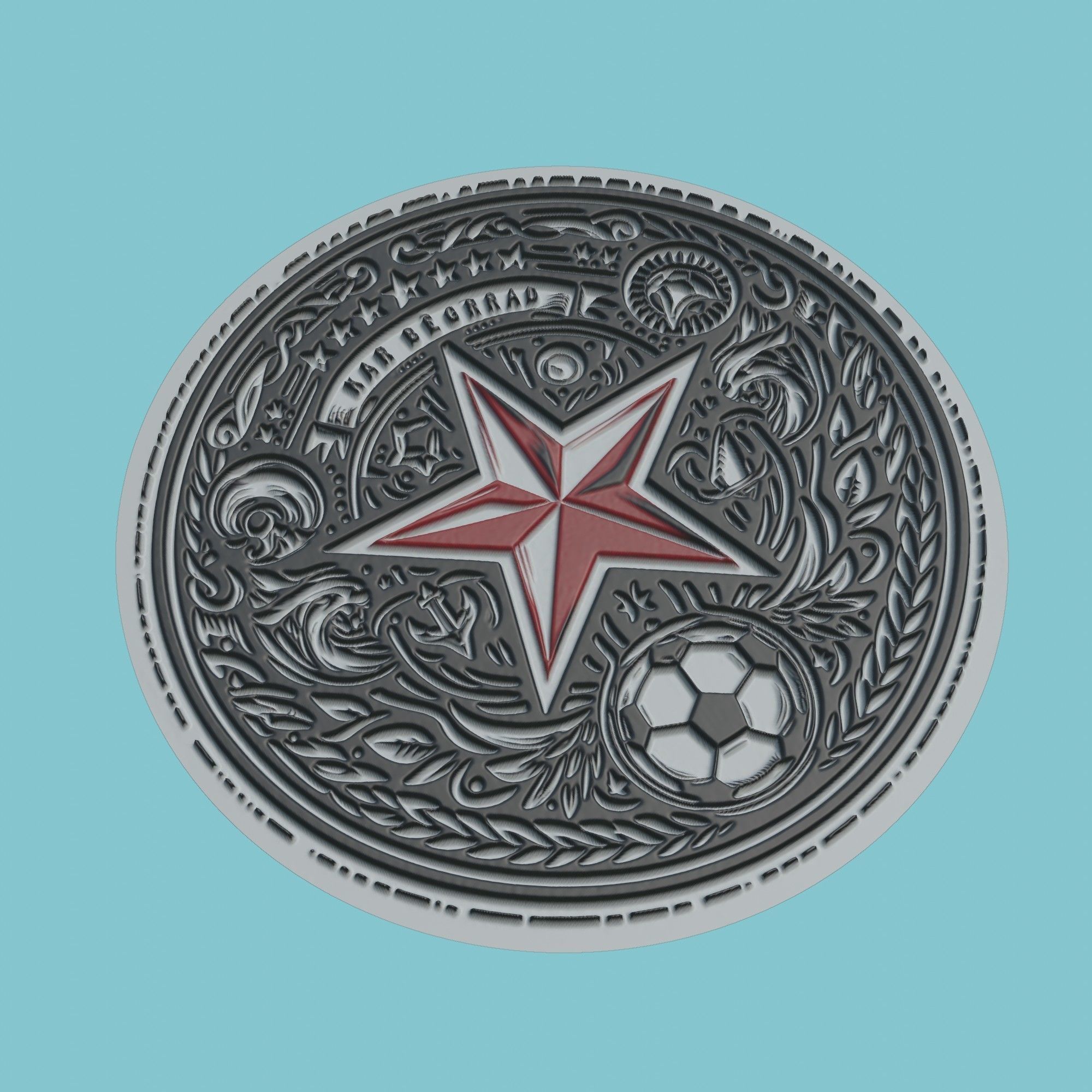 Red Star Belgrade Medallion Football 3D print model_1