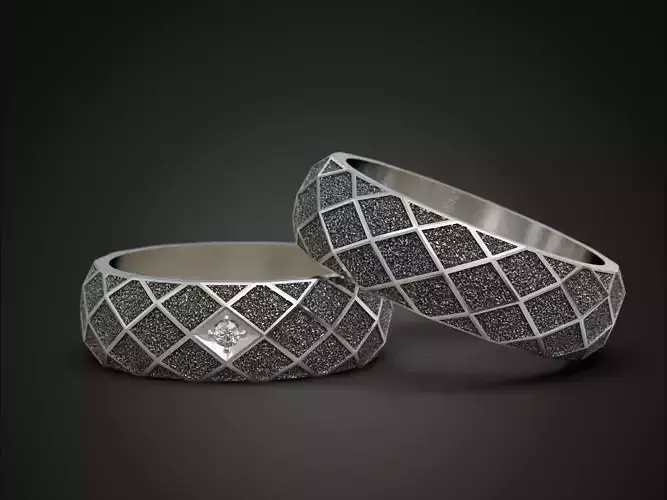 Textured wedding bands geometric shapes rhombus 