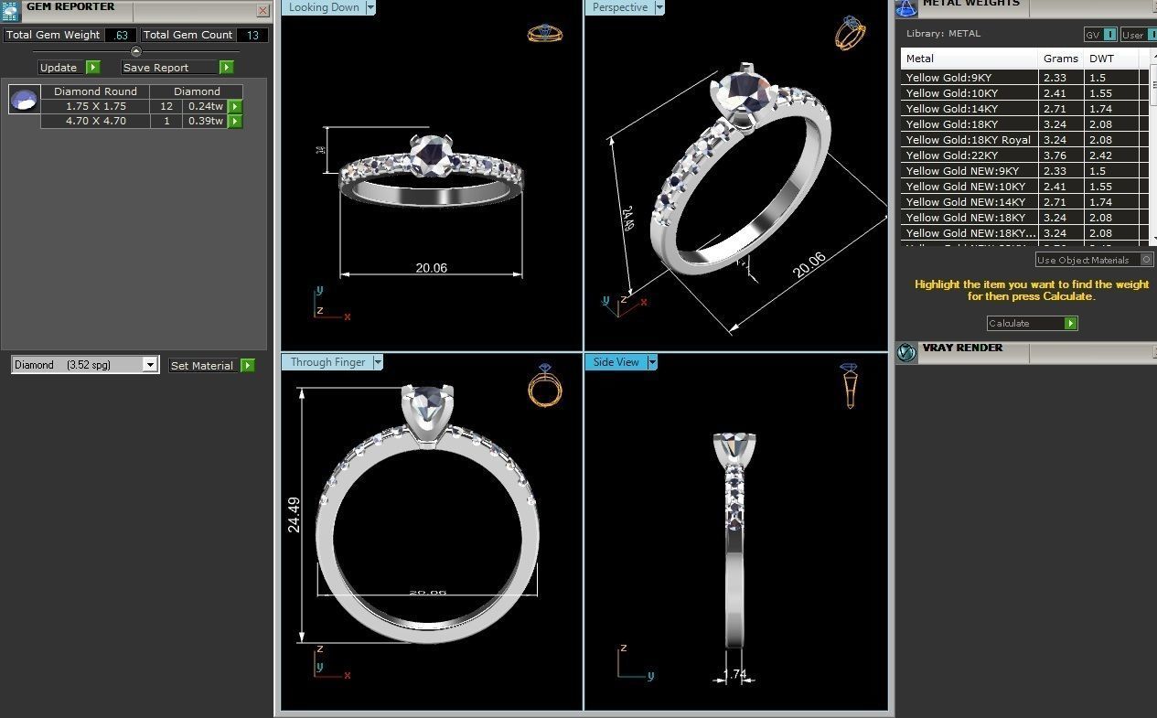 Solitaire Ring 3dm renders details 3D print model_3