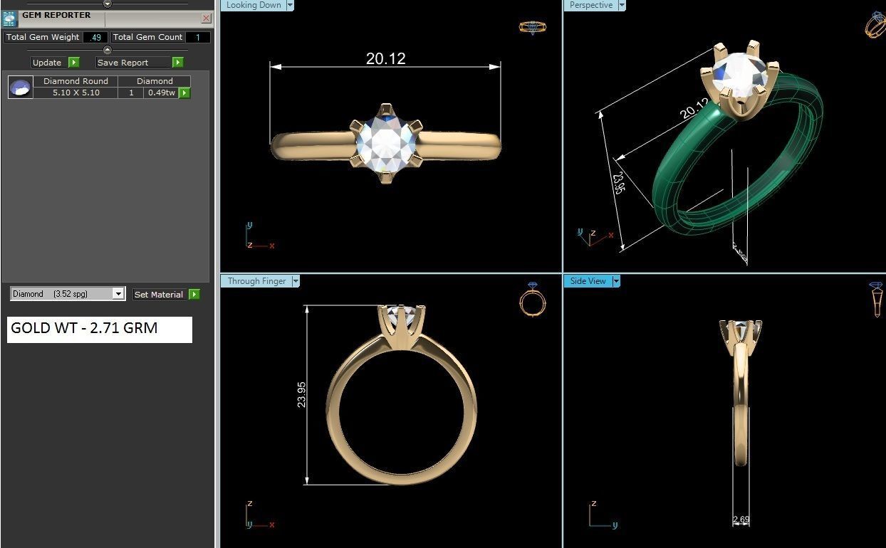 Solitaire Ring 3dm renders details 3D print model_3