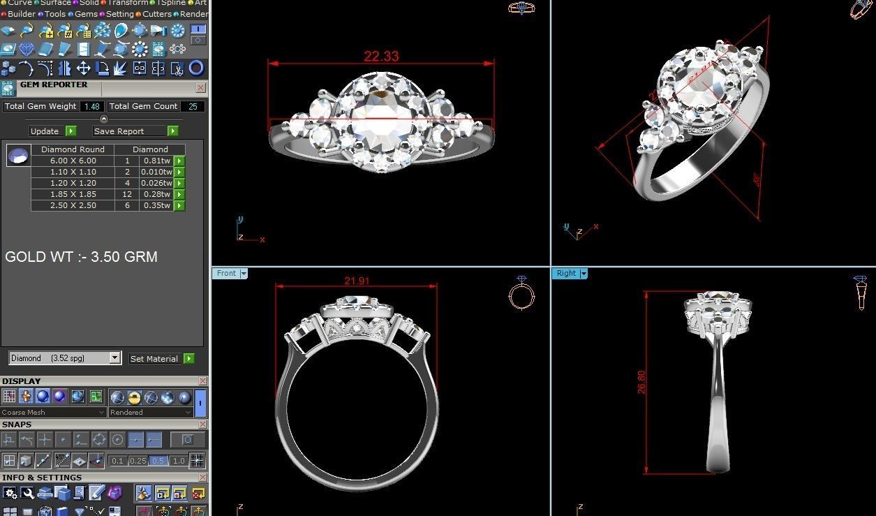 Solitaire Ring 3dm renders details 3D print model_3