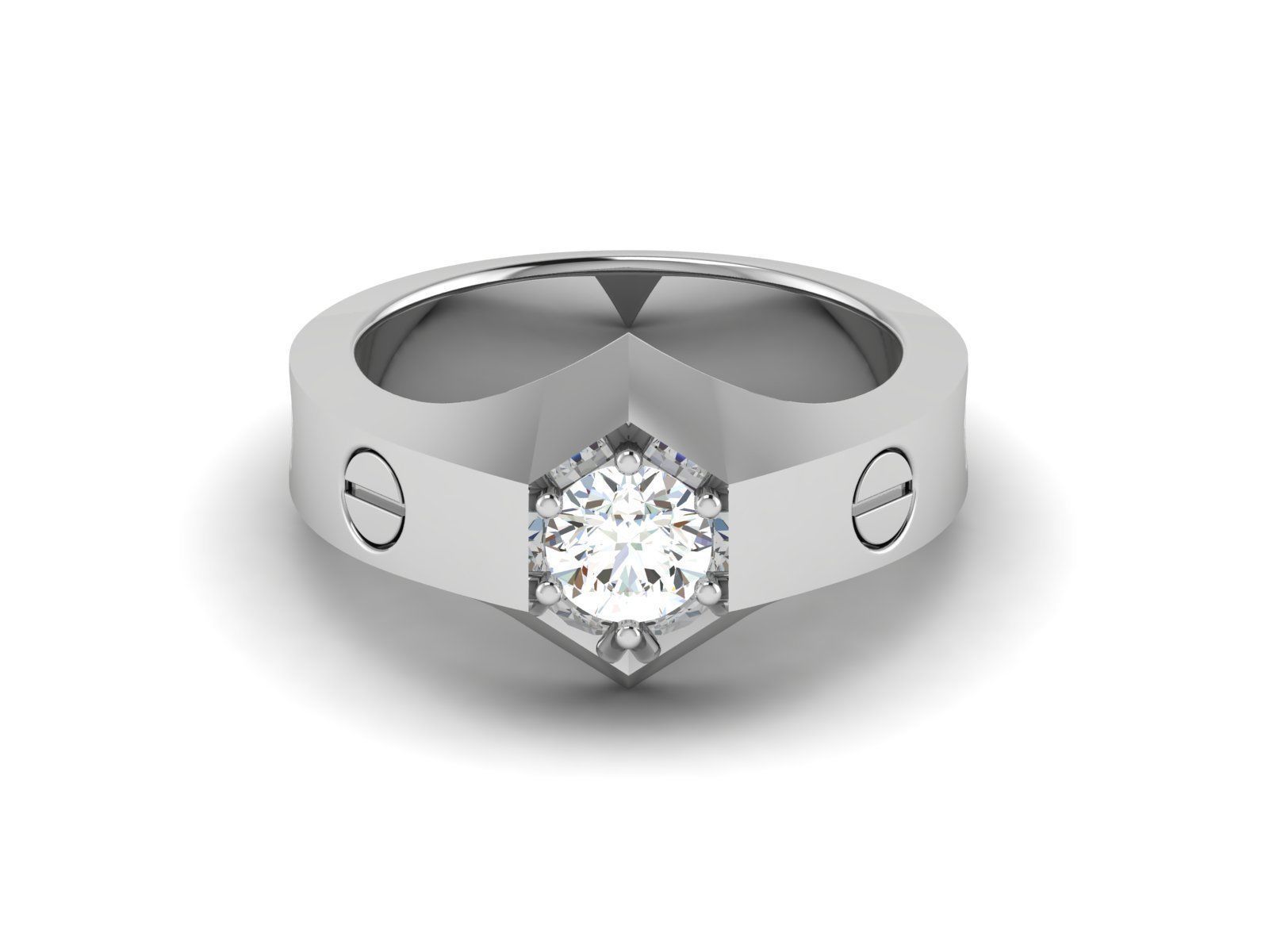 Solitaire Ring 3dm renders details 3D print model_1