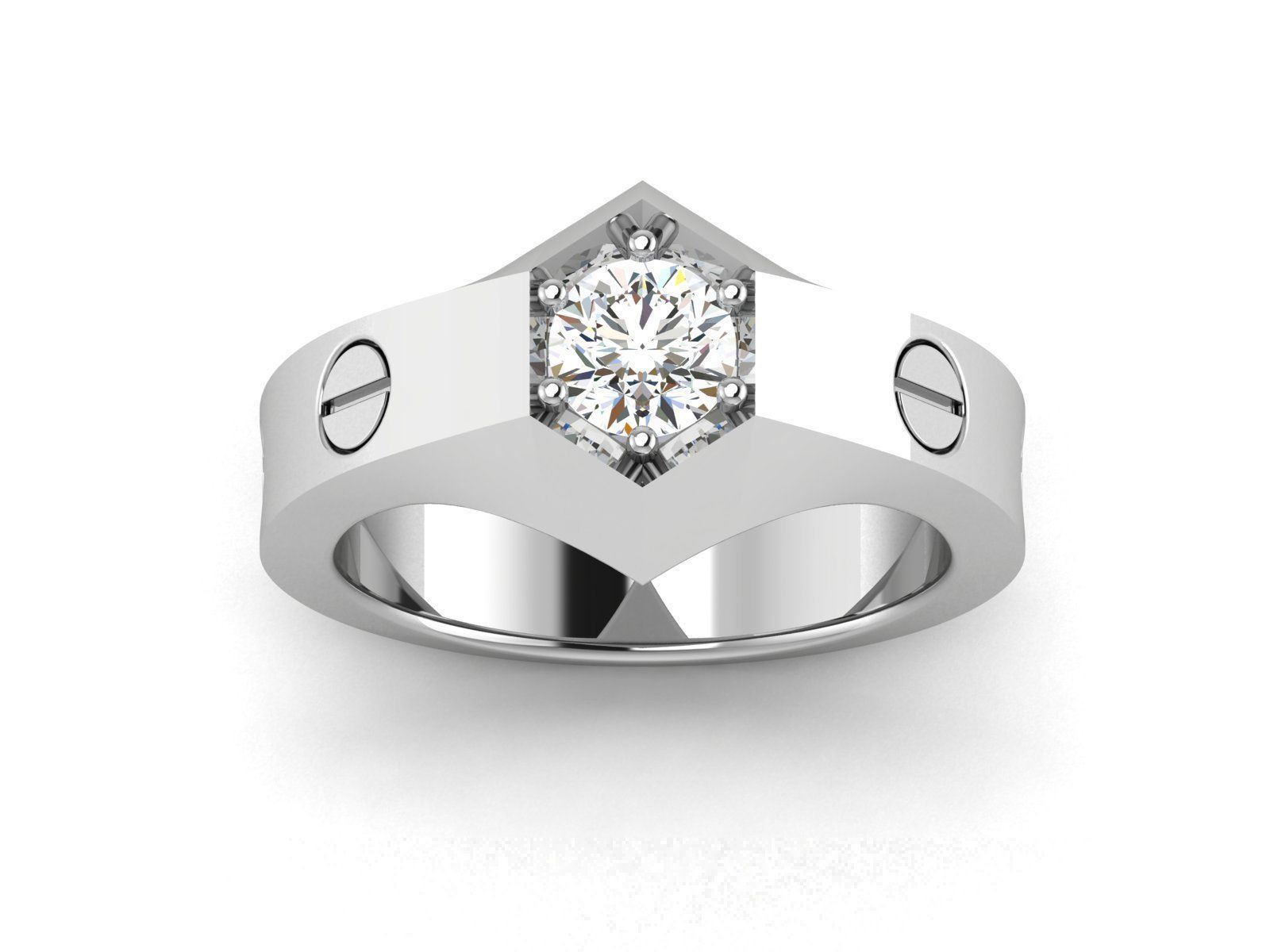 Solitaire Ring 3dm renders details 3D print model_2