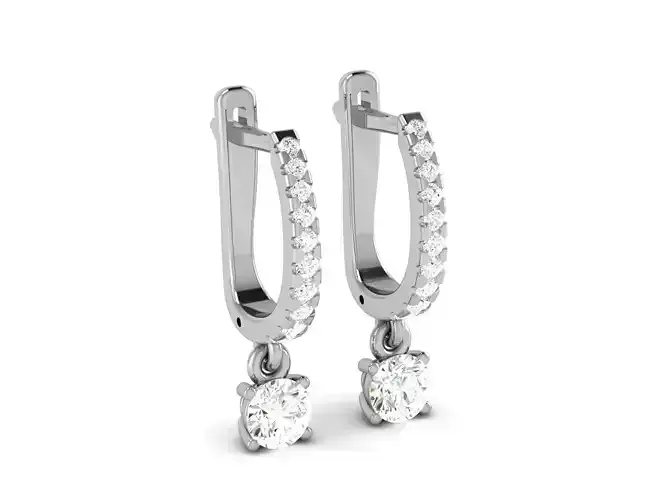 Solitaire Huggies Earrings 3dm renders details
