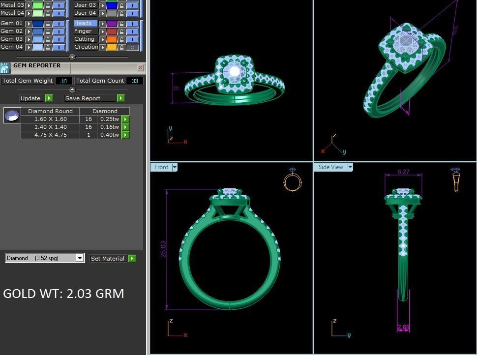 Solitaire Ring 3dm renders details 3D print model_3