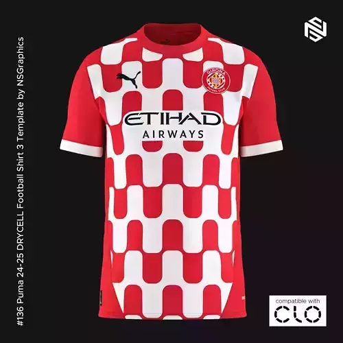 Puma 24-25 DRYCELL Football Shirt 3 Template for CLO 3D 3D model