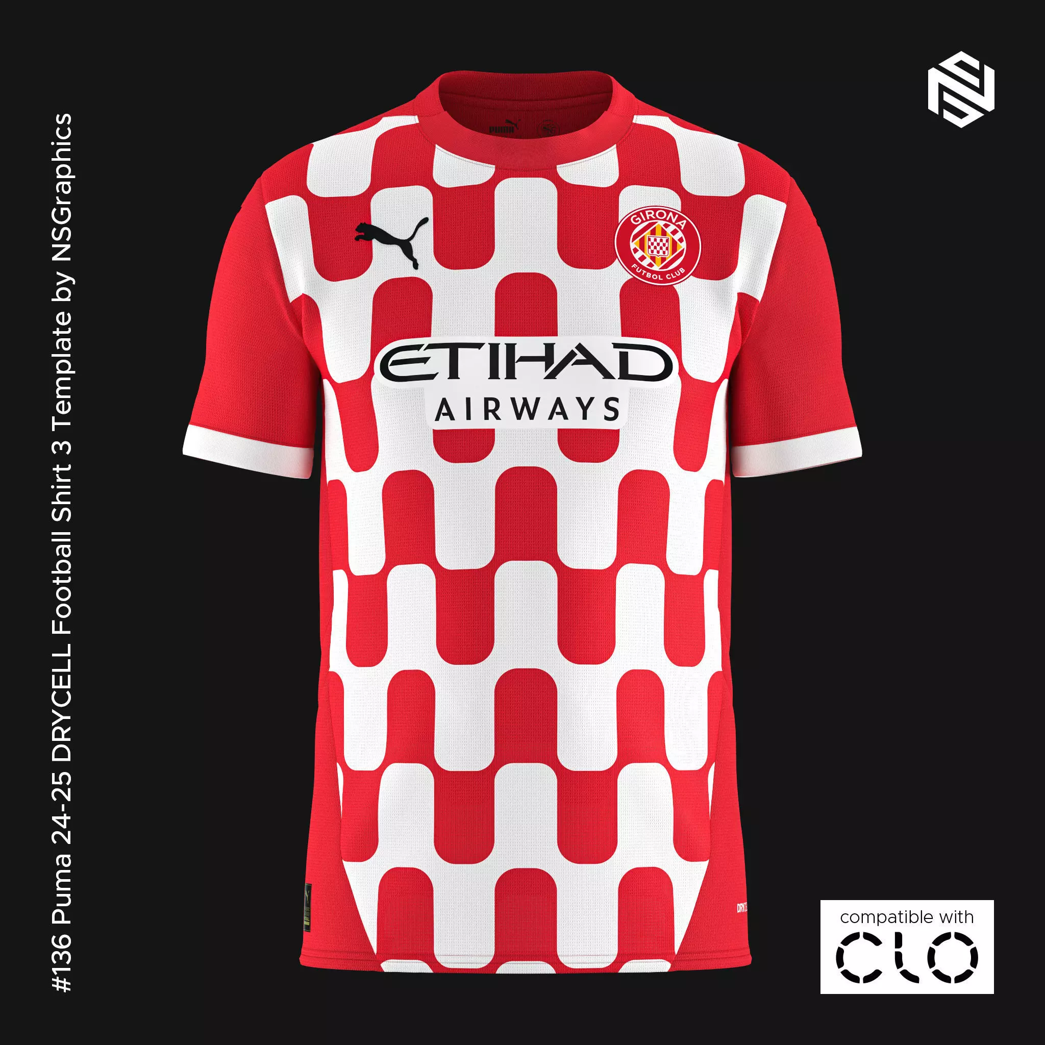 Puma 24-25 DRYCELL Football Shirt 3 Template for CLO 3D 3D model
