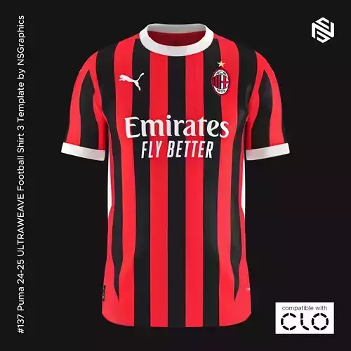 Puma 24-25 ULTRAWEAVE Football Shirt 3 Template for CLO 3D 3D model