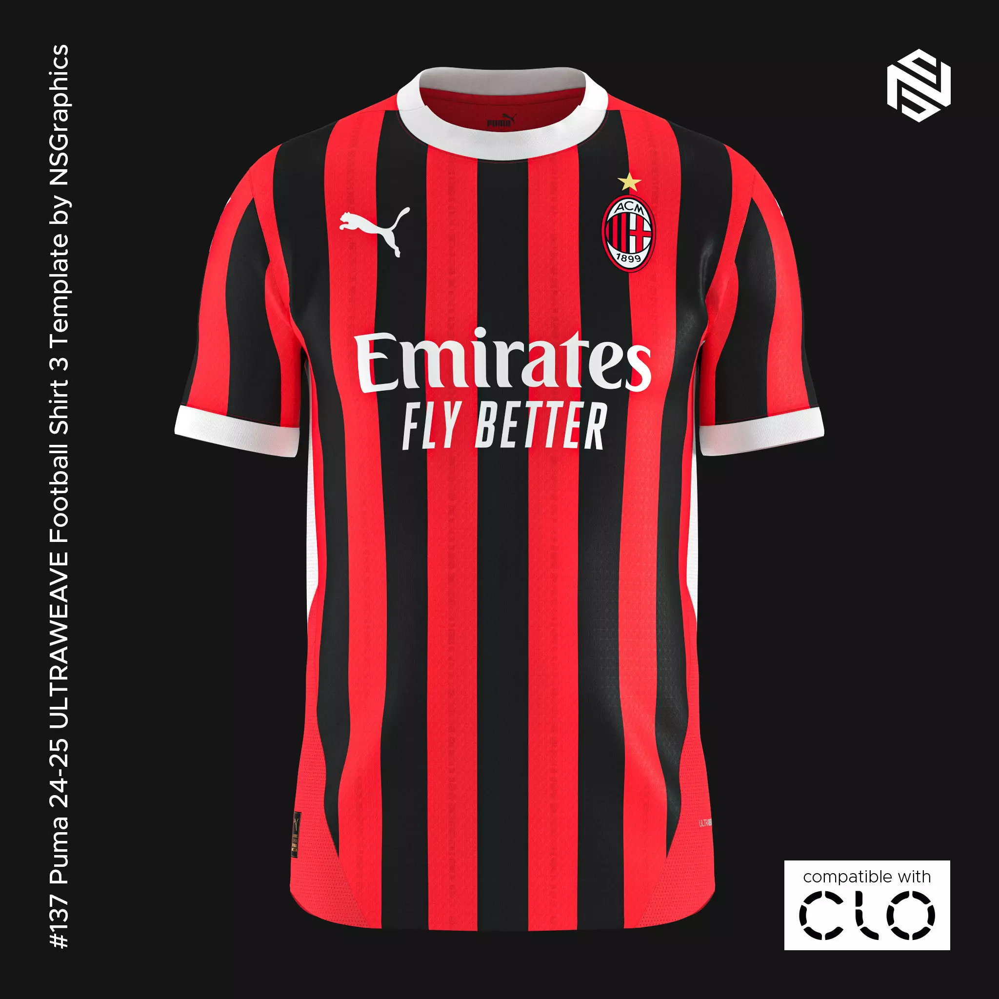 Puma 24-25 ULTRAWEAVE Football Shirt 3 Template for CLO 3D 3D model