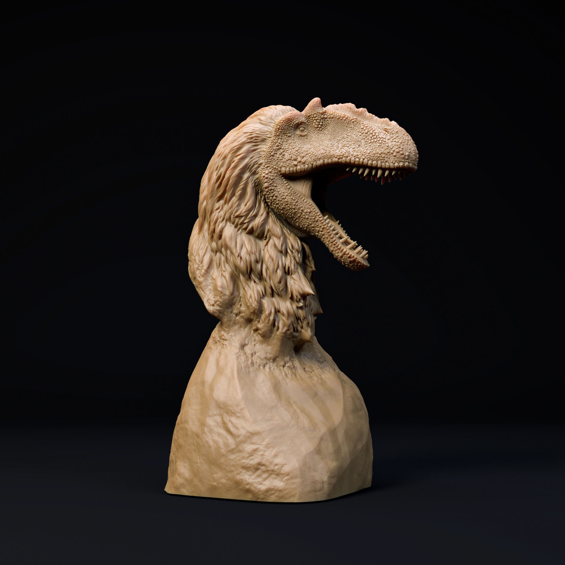 Yutyrannus Huali bust - pre supported 3D print model_2