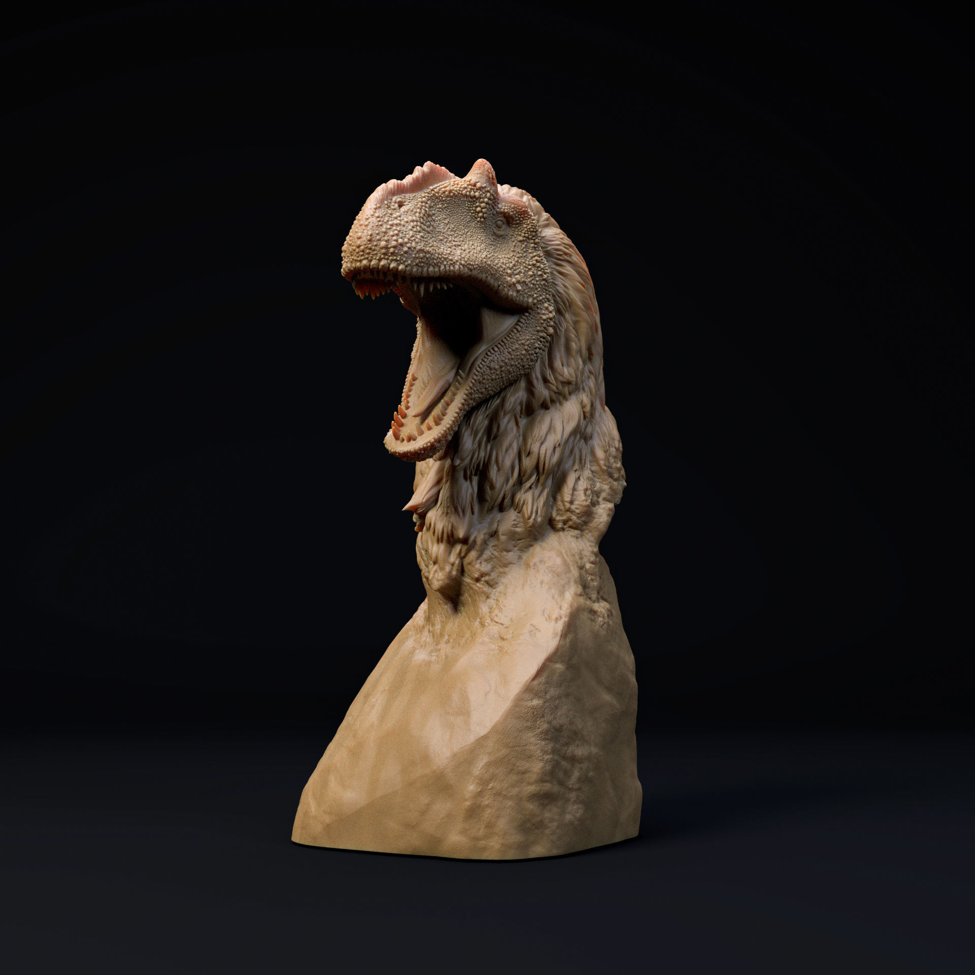 Yutyrannus Huali bust - pre supported 3D print model_1