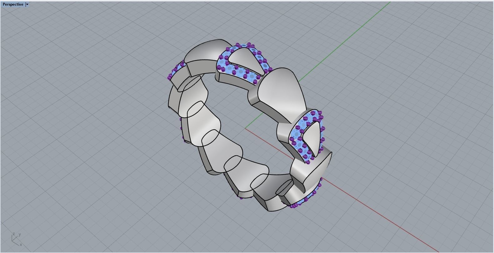 Serpenti collection ring with gems model 896 3D print model_9