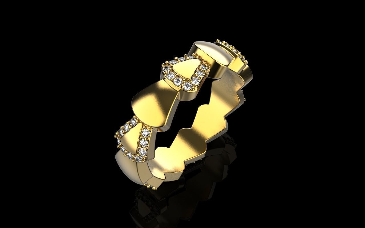 Serpenti collection ring with gems model 896 3D print model_18
