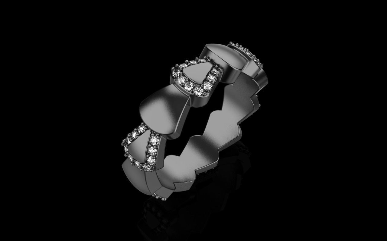 Serpenti collection ring with gems model 896 3D print model_16