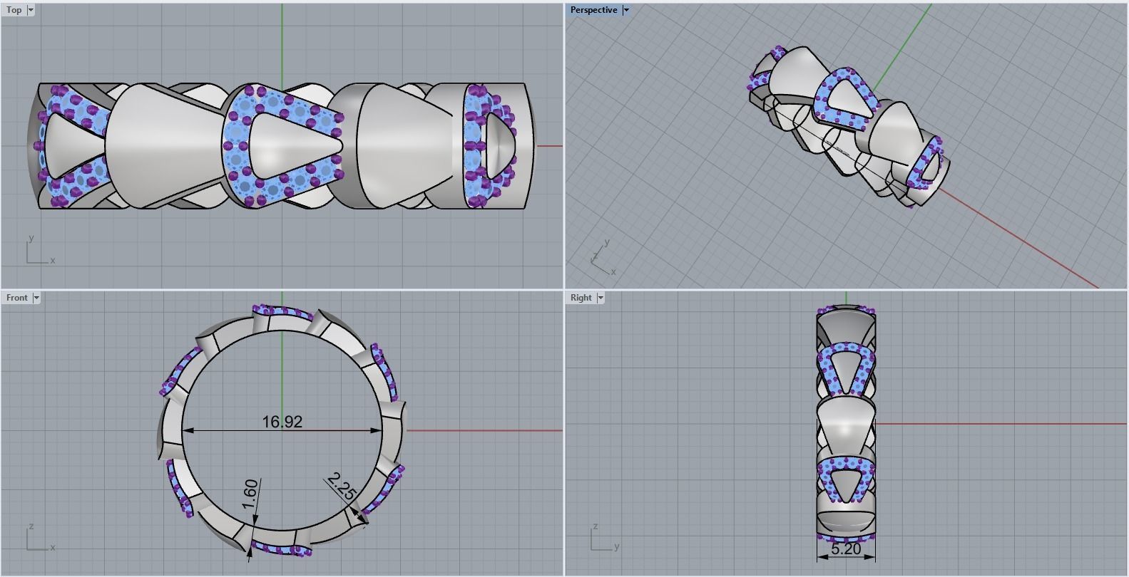 Serpenti collection ring with gems model 896 3D print model_3
