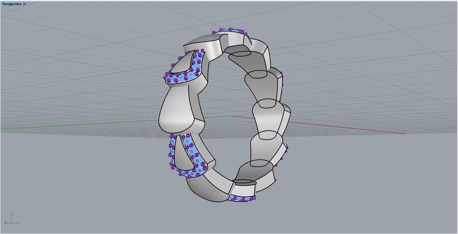 Serpenti collection ring with gems model 896 3D print model_10