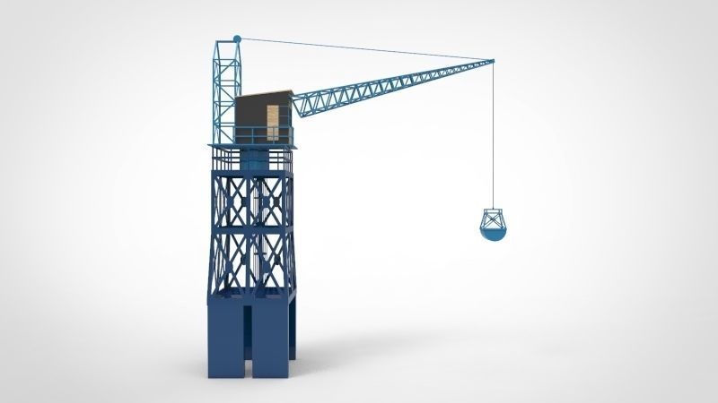 Industrial and port cranes  Low-poly 3D model_2