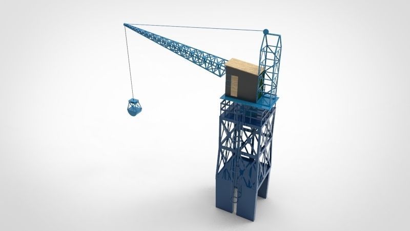 Industrial and port cranes  Low-poly 3D model_4