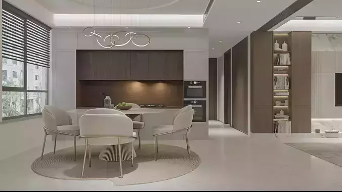 Modern Interior Design for Living Room and Kitchen  3D model