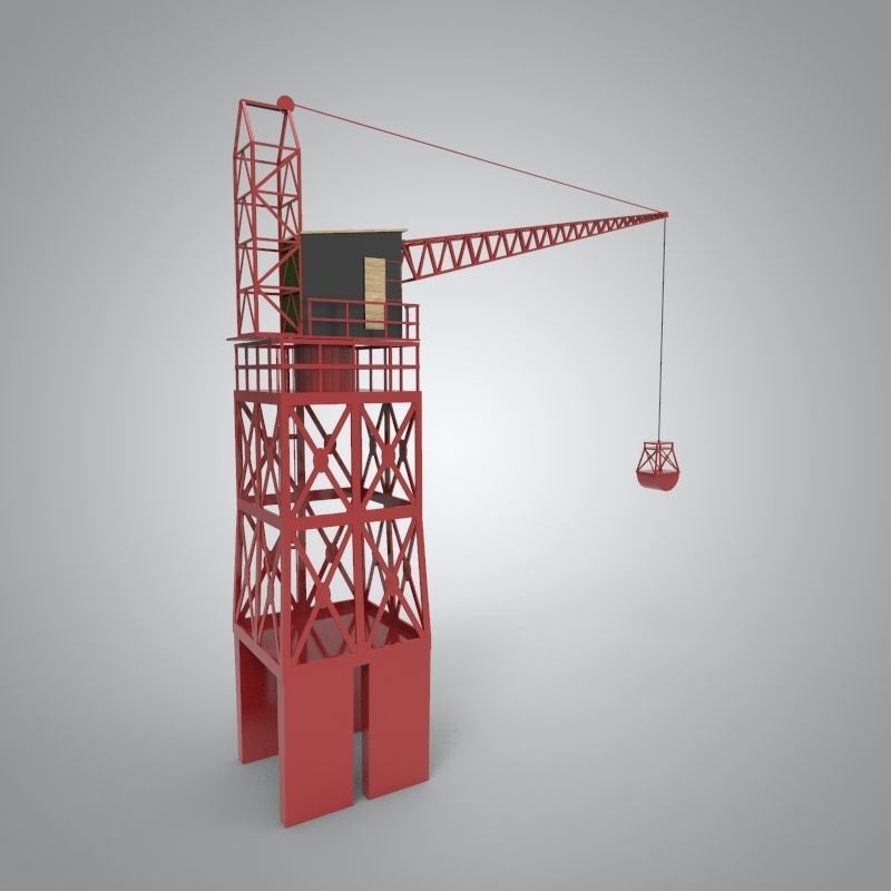 Industrial and port crane Low-poly 3D model_3