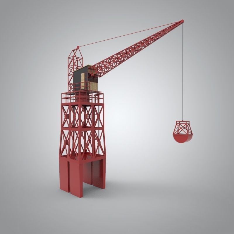 Industrial and port crane Low-poly 3D model_1