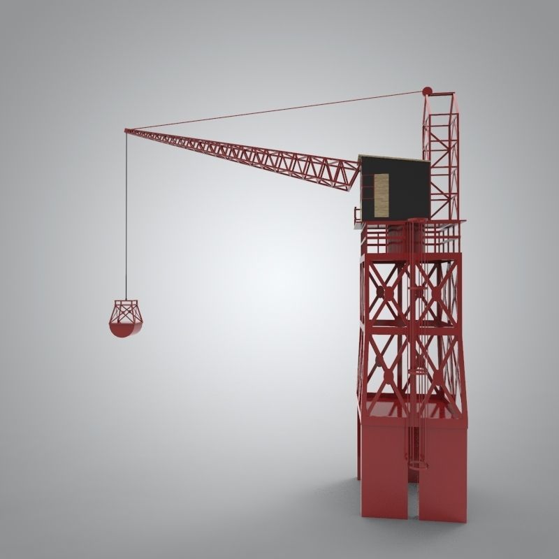 Industrial and port crane Low-poly 3D model_4