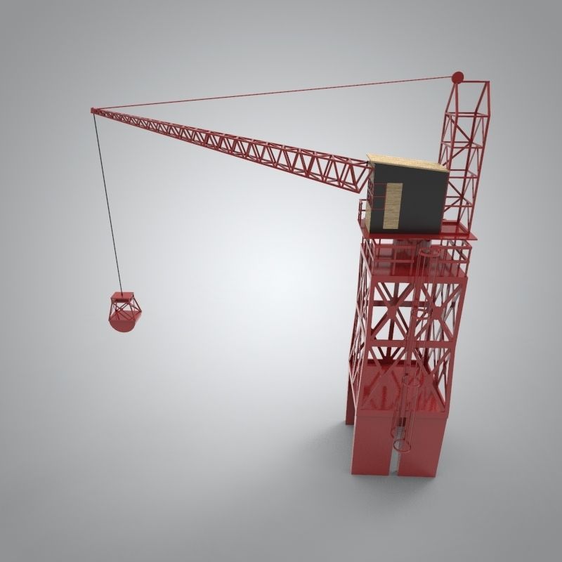Industrial and port crane Low-poly 3D model_5