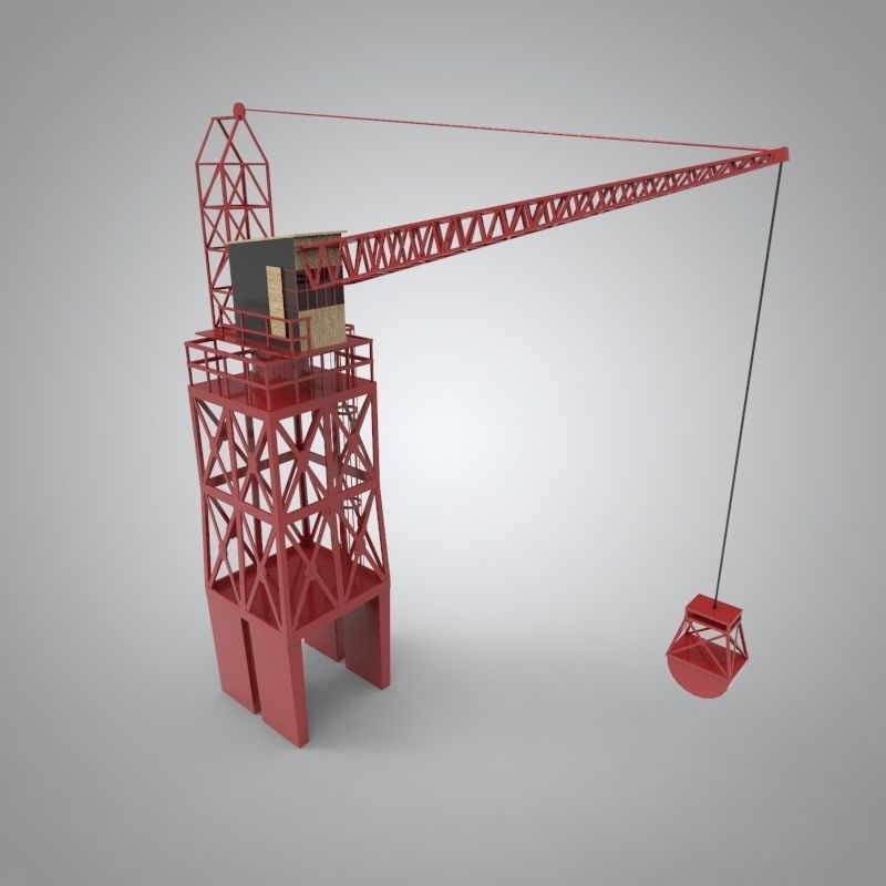 Industrial and port crane Low-poly 3D model_6