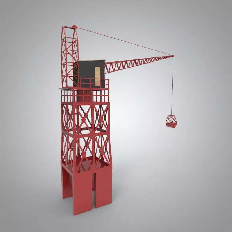 Industrial and port crane Low-poly 3D model_0