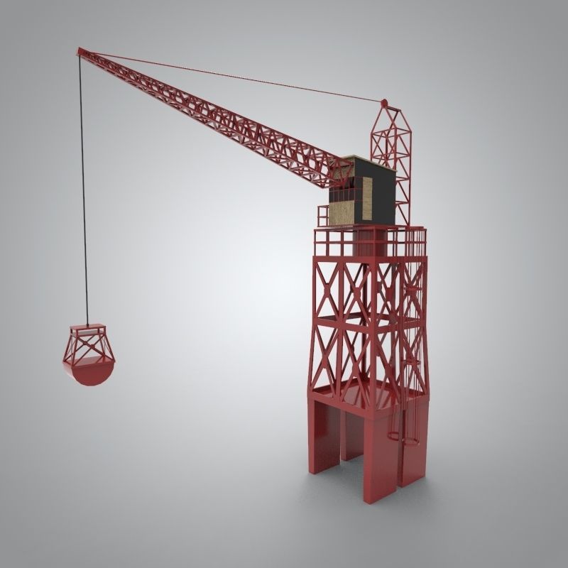 Industrial and port crane Low-poly 3D model_2