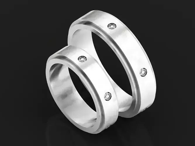 couple wedding ring with diamond in line 1276